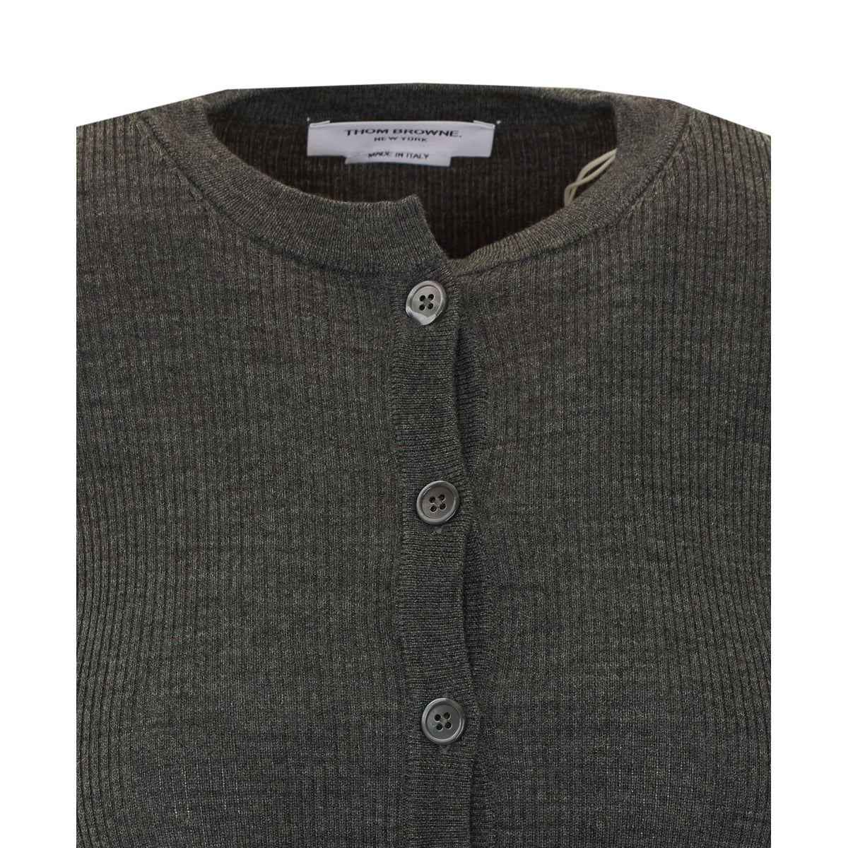 Thom Browne Women Merino Wool Rib Stitch Cardigan