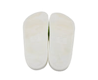 MCM Women's White / Neon Yellow Logo Leather Rubber Slides Sandals (36 EU / 6 US)