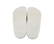 MCM Women's White / Neon Yellow Logo Leather Rubber Slides Sandals MES9ALC76YN (36 EU / 6 US)