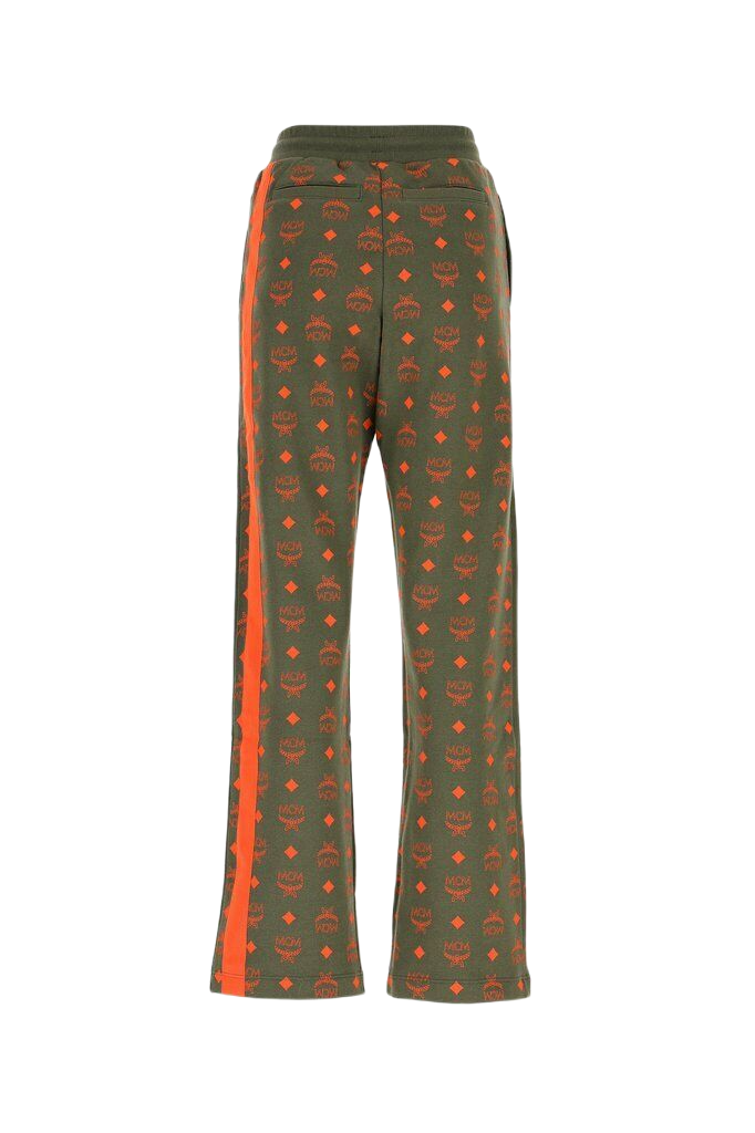 MCM Women's Winter Moss Green Cotton Orange Logo Straight Sweatpant (Regular; S)