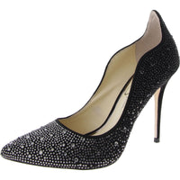 Wayva Womens Rhinestone Heels 8 Medium Black