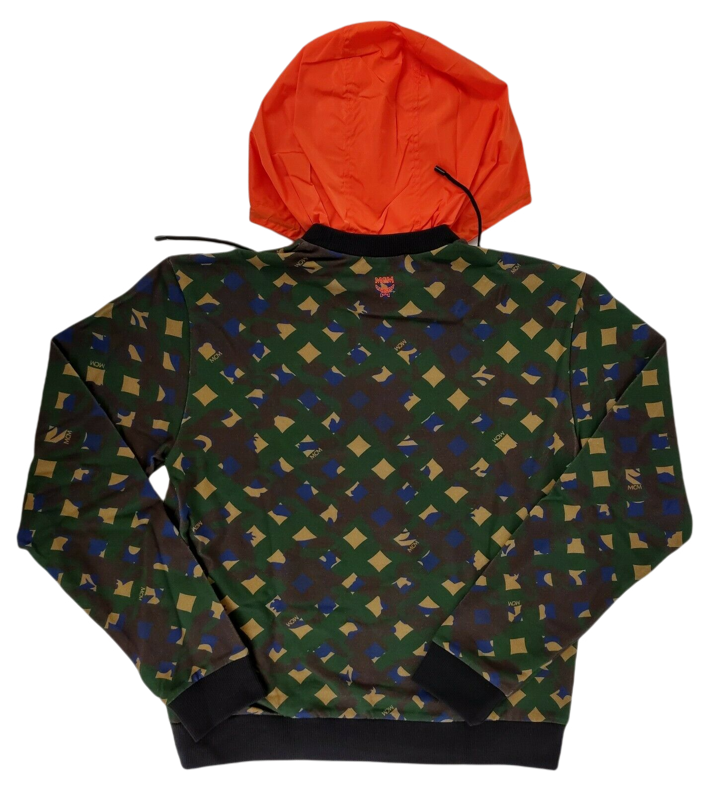 MCM Men's Jungle Green Cotton Camo Lion Nylon Hood Sweatshirt