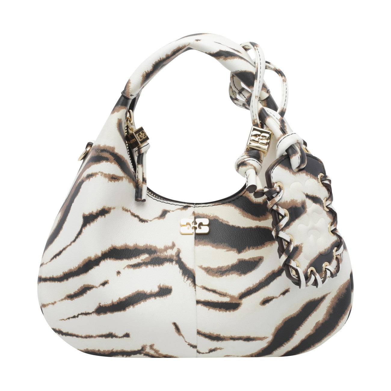 Ganni Ganni Women Mini Logo Zebra Hobo Bag