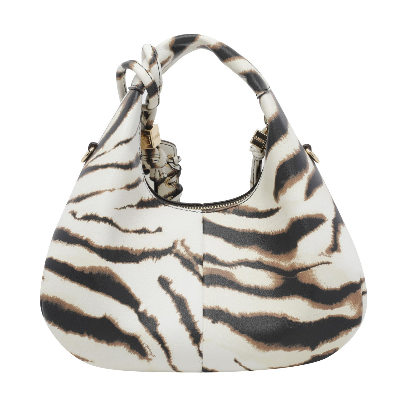Ganni Ganni Women Mini Logo Zebra Hobo Bag