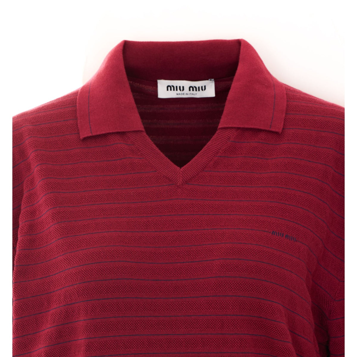 Miu Miu Women Mini Miu Miu Logo V Neck Polo