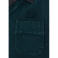 Miu Miu Women Miu Miu Logo Gabardine Single Breast Jacket