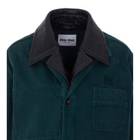 Miu Miu Women Miu Miu Logo Gabardine Single Breast Jacket