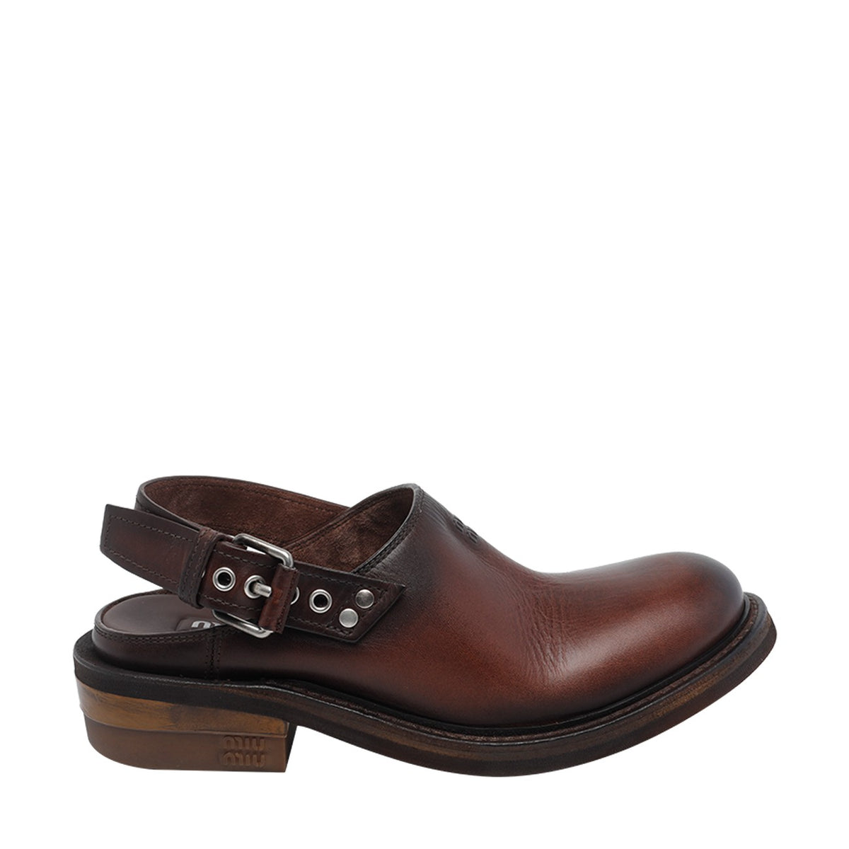 Miu Miu Miu Miu Women Miu Miu Logo Leather Sabot