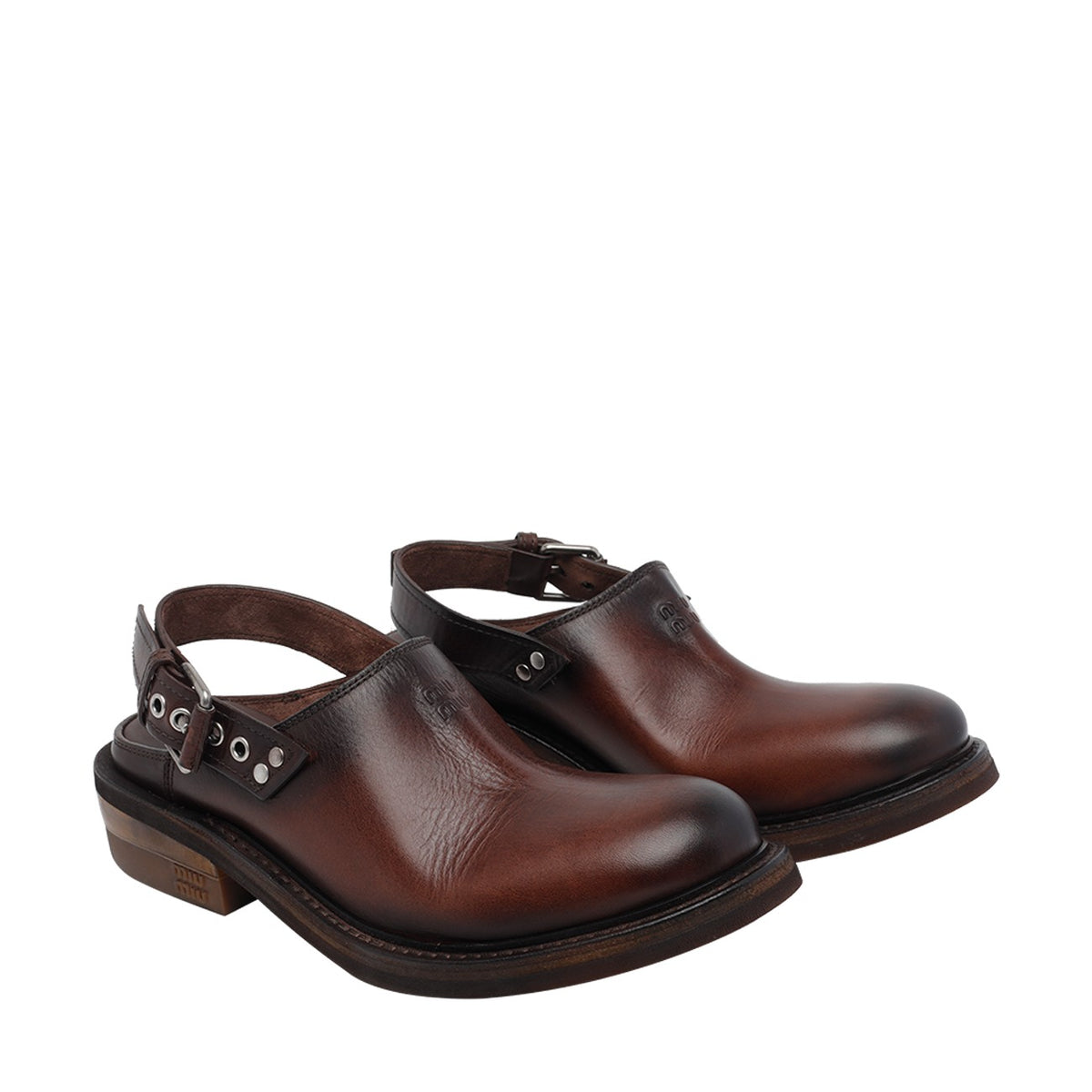 Miu Miu Miu Miu Women Miu Miu Logo Leather Sabot