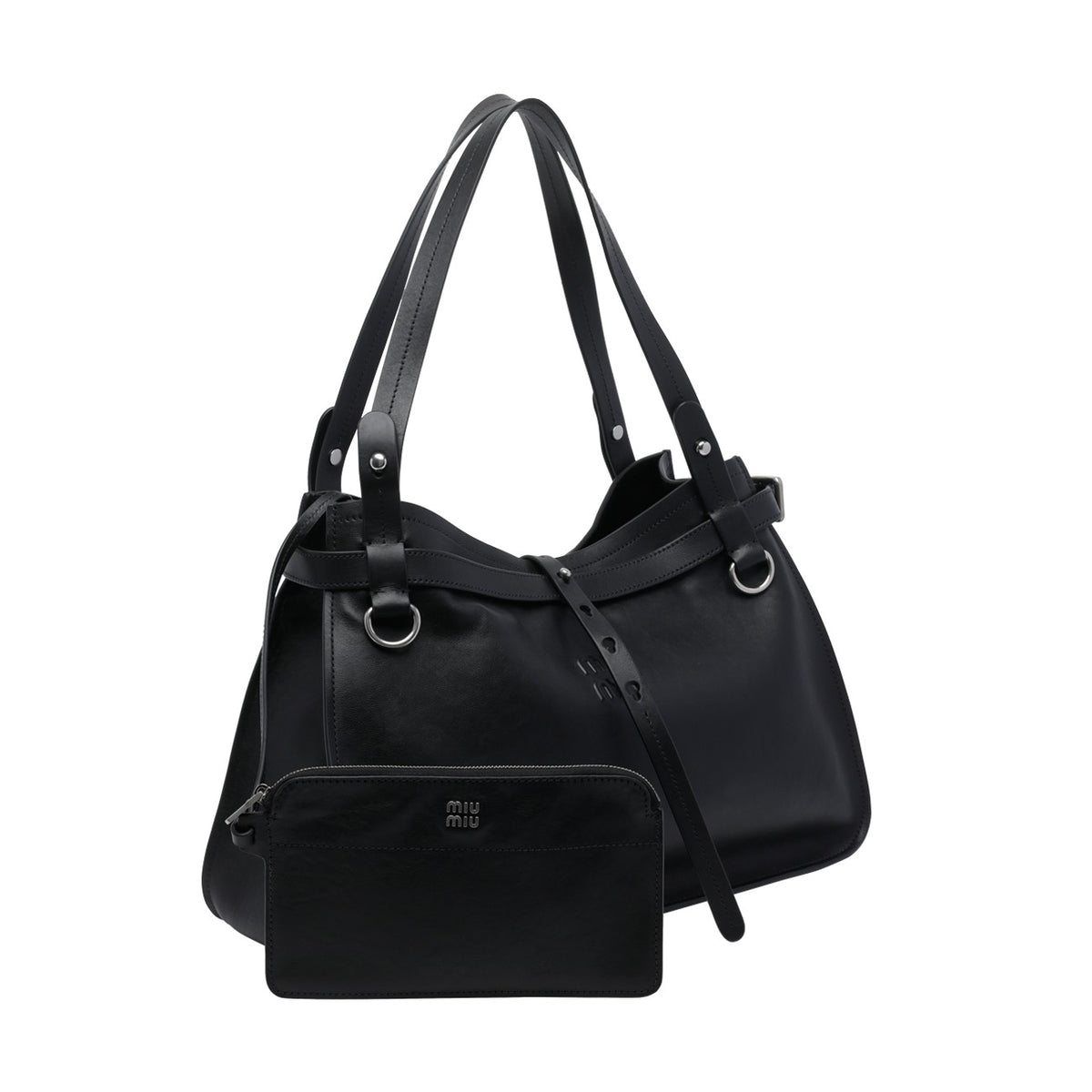 Miu Miu Women Miu Miu Logo Leather Shoulder Bag
