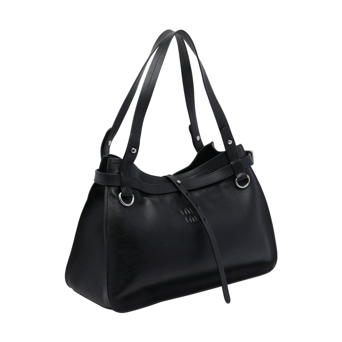 Miu Miu Women Miu Miu Logo Leather Shoulder Bag