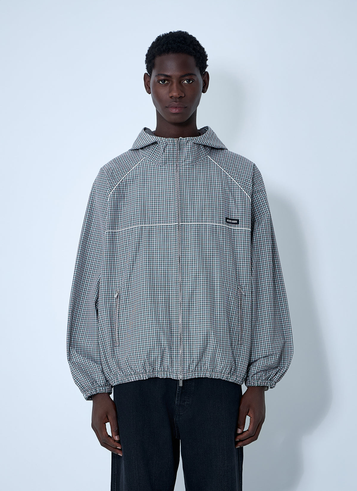 Miu Miu Men Check Hooded Jacket