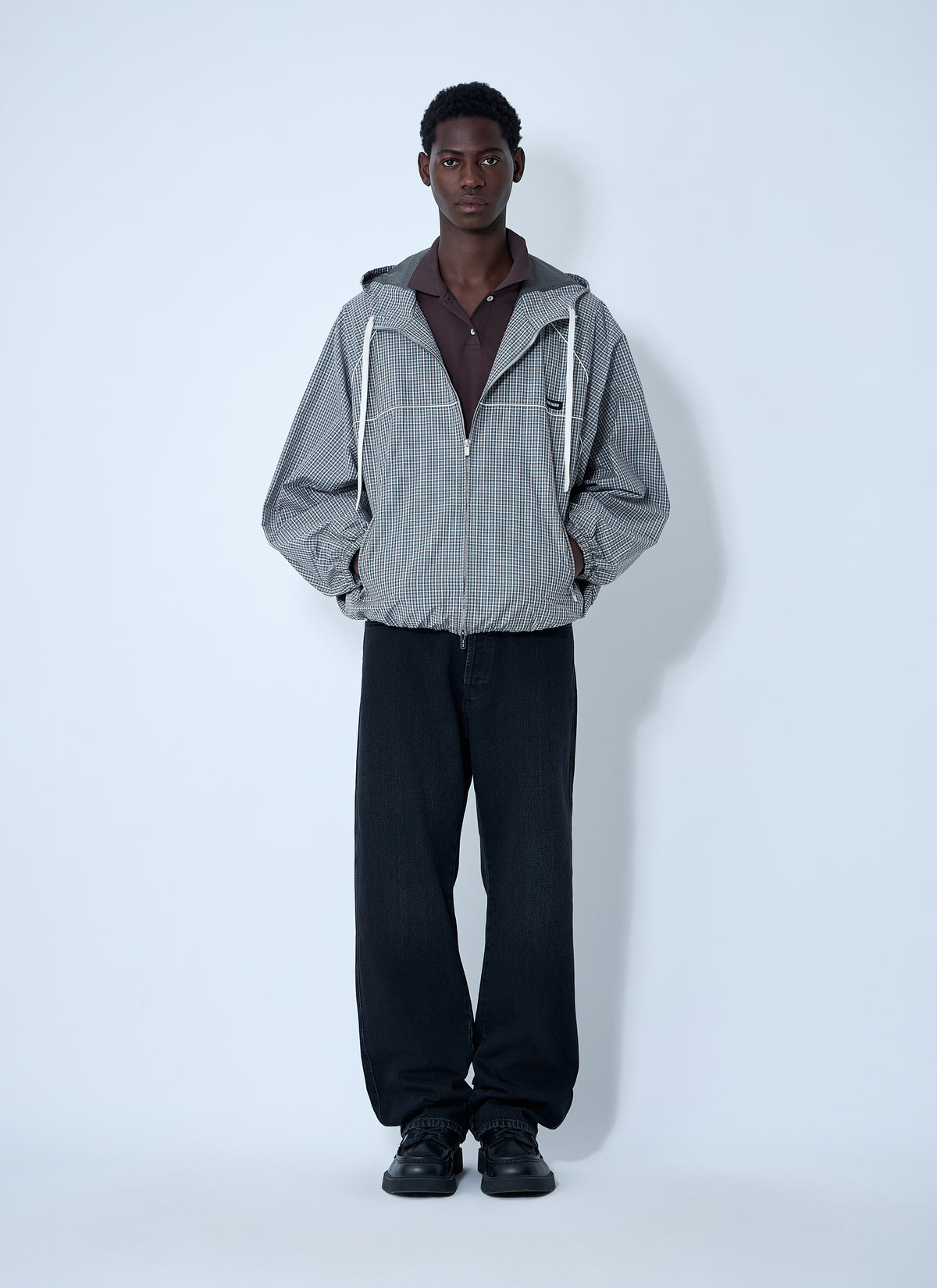 Miu Miu Men Check Hooded Jacket