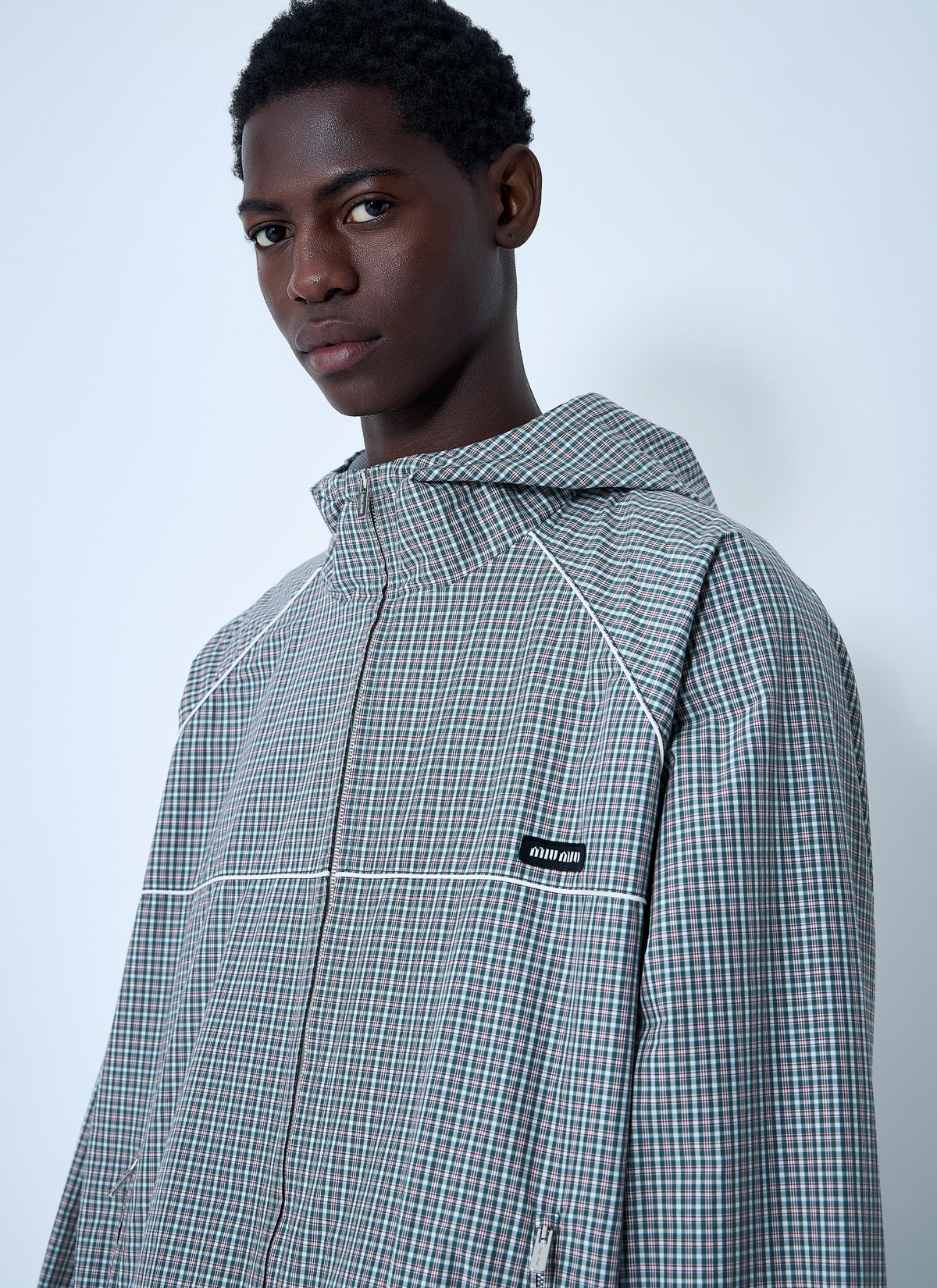 Miu Miu Men Check Hooded Jacket