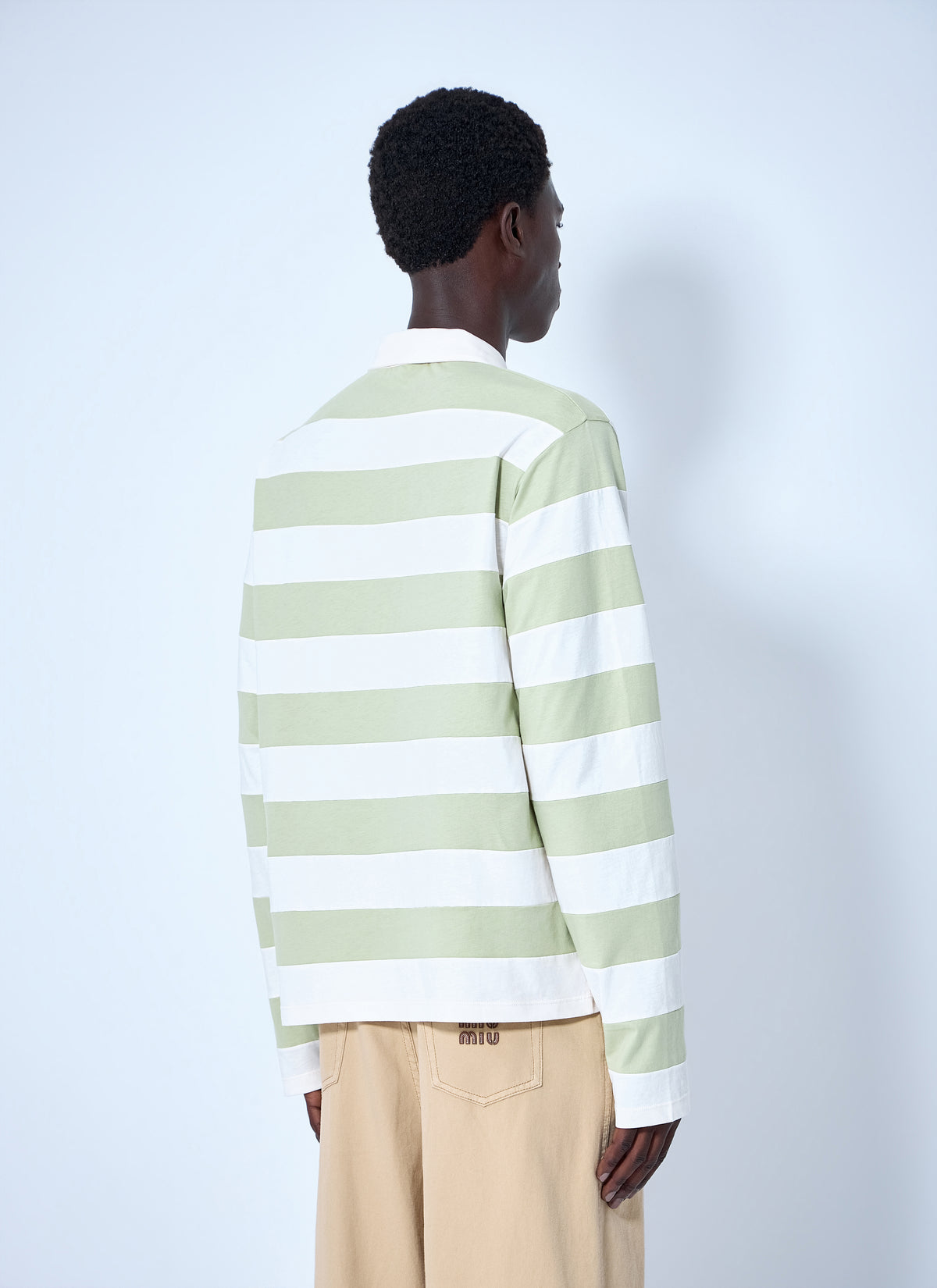 Miu Miu Men Striped Jersey Polo Shirt