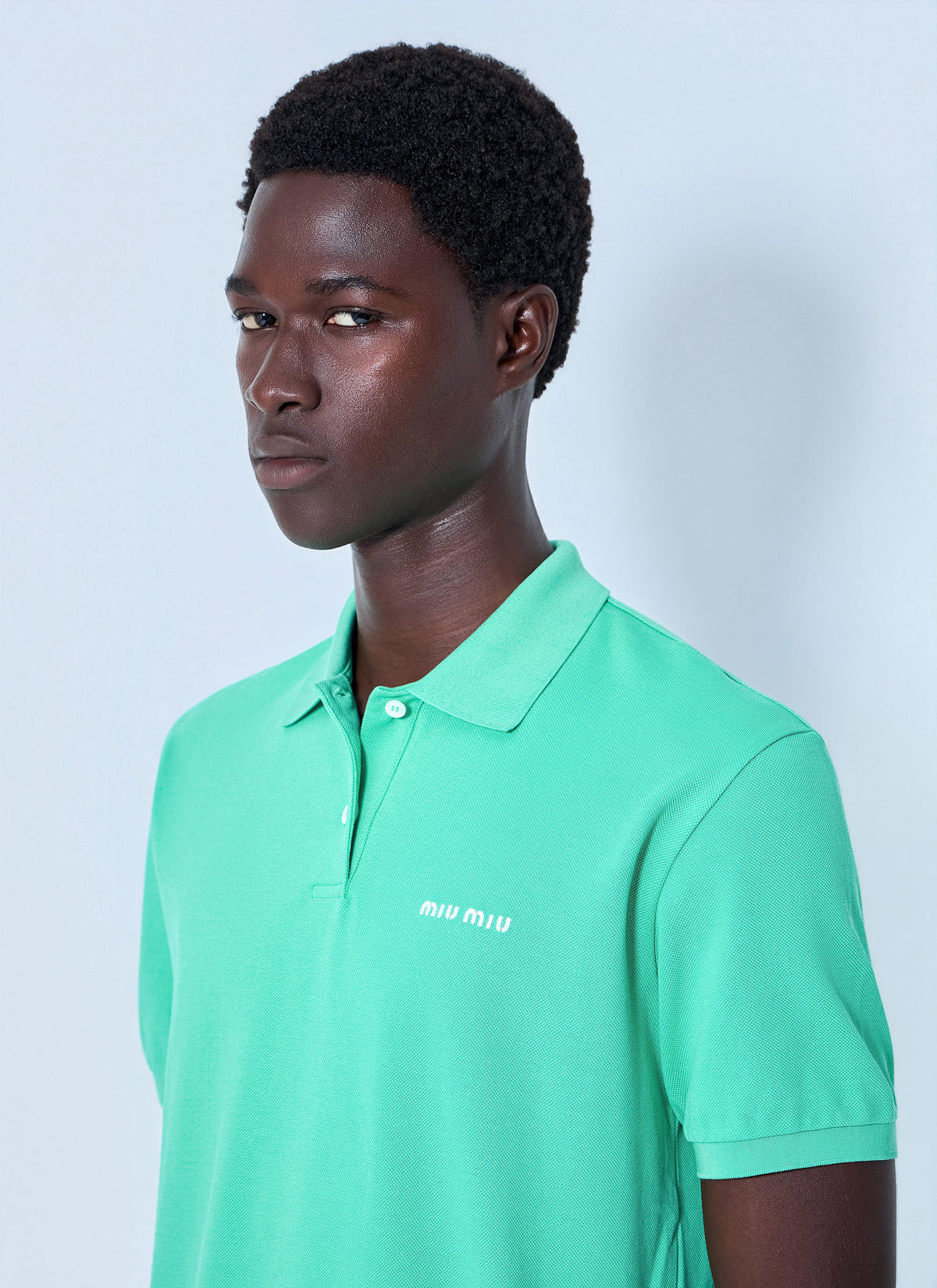 Miu Miu Men Cotton Piqué Polo Shirt