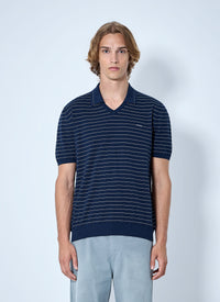 Miu Miu Men Striped V-Neck Polo Shirt