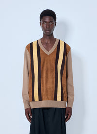 Miu Miu Men V-Neck Sweater With Contrast Stripes