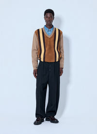 Miu Miu Men V-Neck Sweater With Contrast Stripes