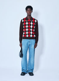 Miu Miu Men Cashmere Argyle Cardigan