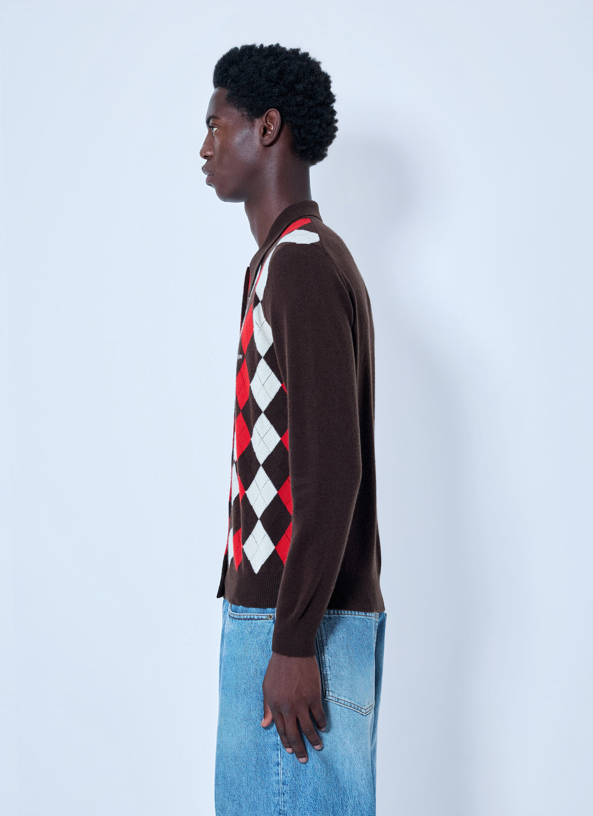 Miu Miu Men Cashmere Argyle Cardigan