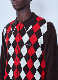 Miu Miu Men Cashmere Argyle Cardigan