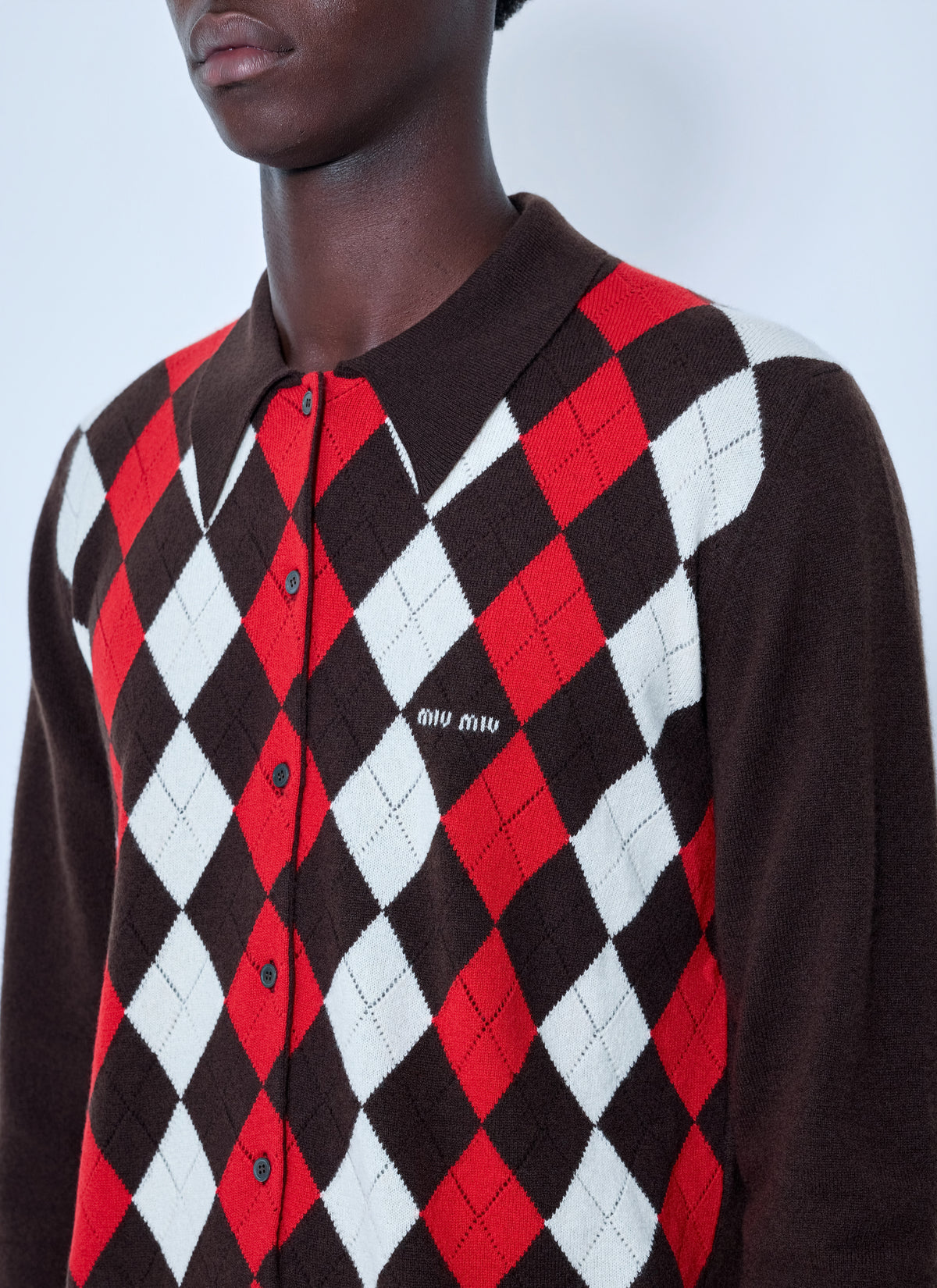 Miu Miu Men Cashmere Argyle Cardigan