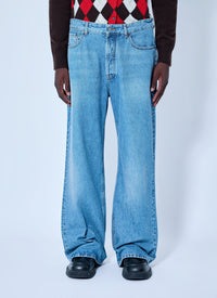 Miu Miu Men Five-Pocket Washed Denim Jeans