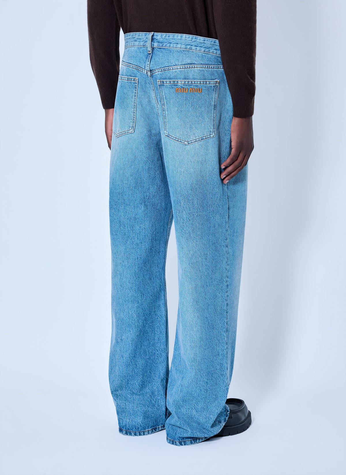 Miu Miu Men Five-Pocket Washed Denim Jeans