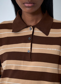 Miu Miu Miu Miu Women Cotton Striped Polo Shirt