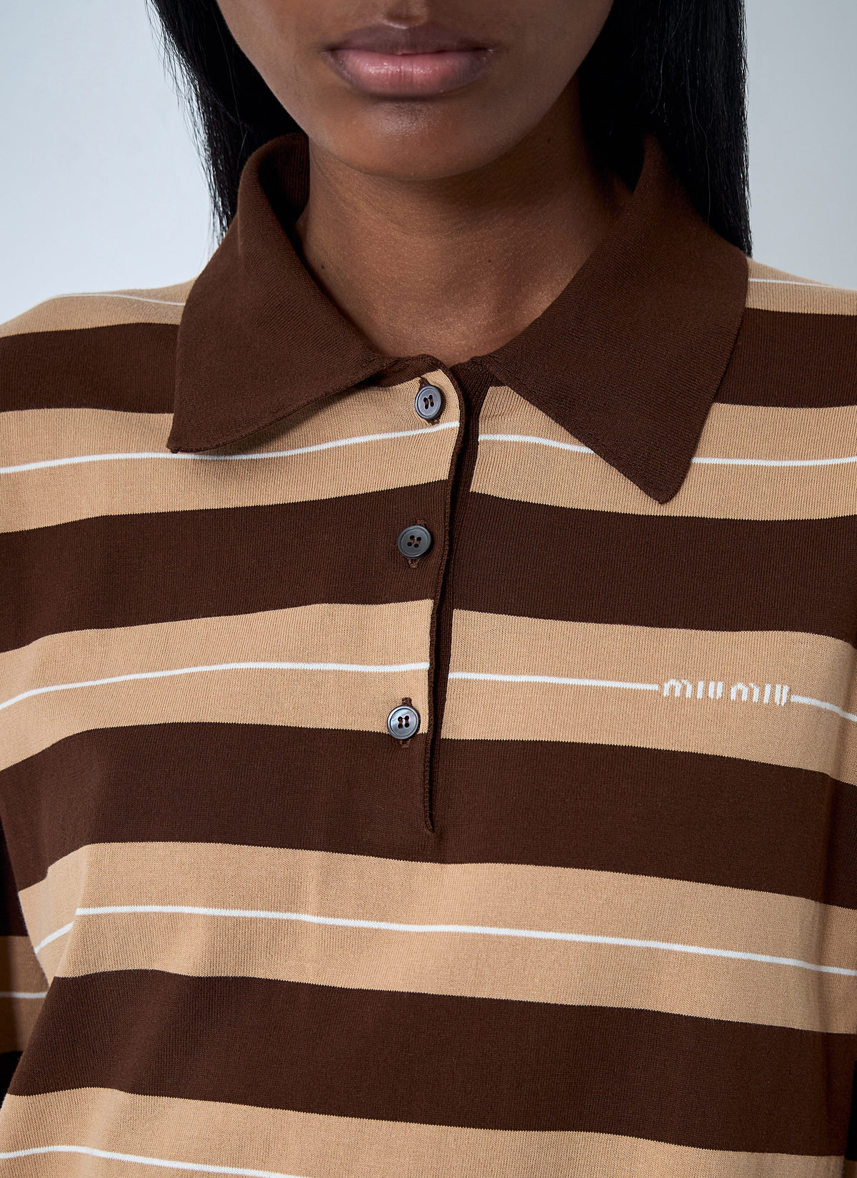 Miu Miu Miu Miu Women Cotton Striped Polo Shirt
