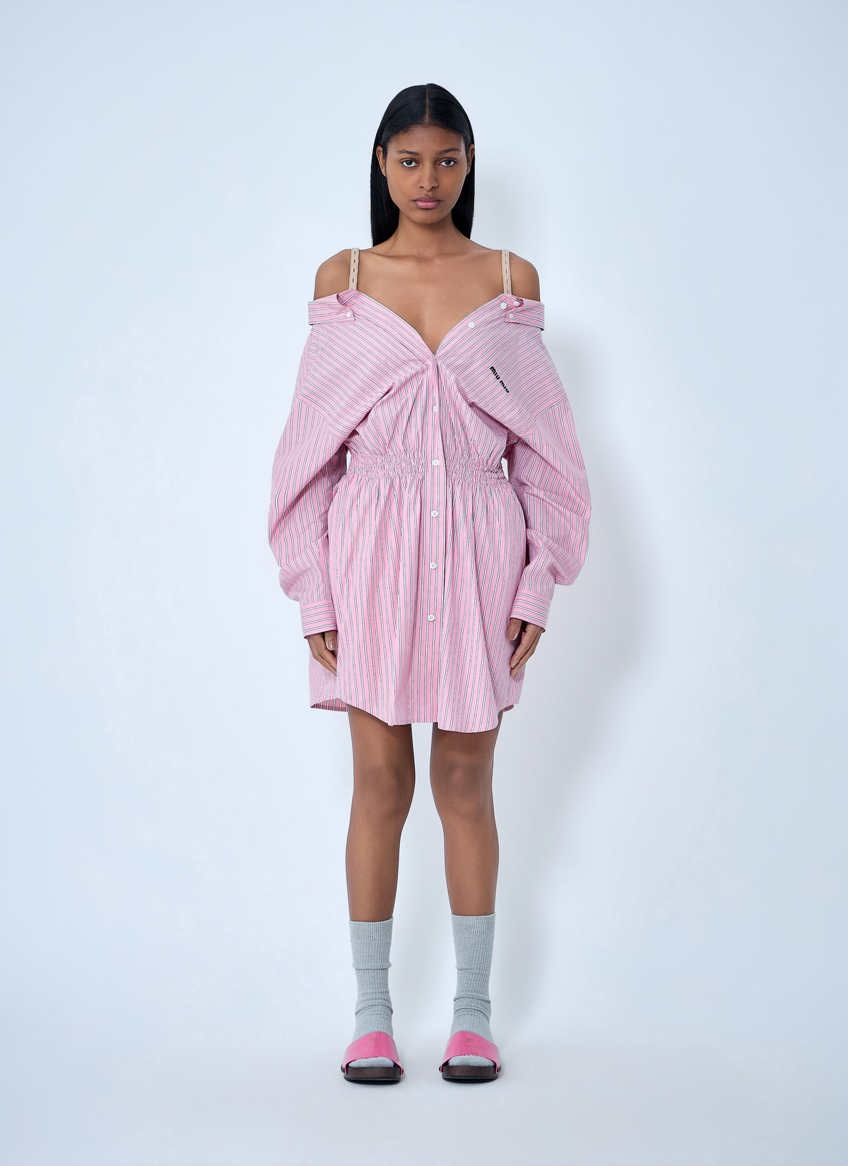Miu Miu Women Striped Poplin Dress