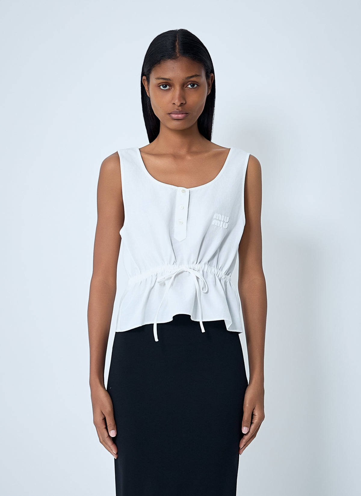 Miu Miu Women Logo Motif Drawstring Top