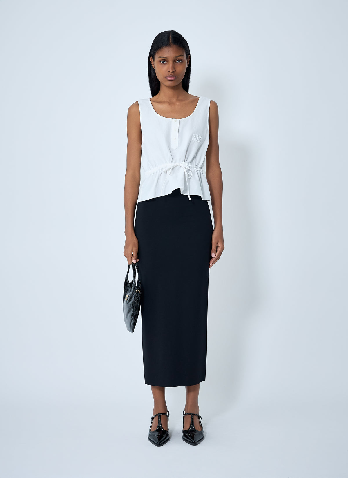Miu Miu Women Logo Motif Drawstring Top