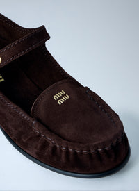 Miu Miu Women Suede Mary Jane Loafers