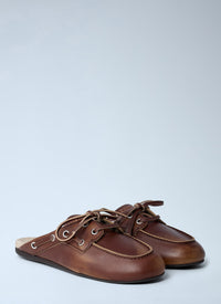Miu Miu Women Leather Lace-Up Mules