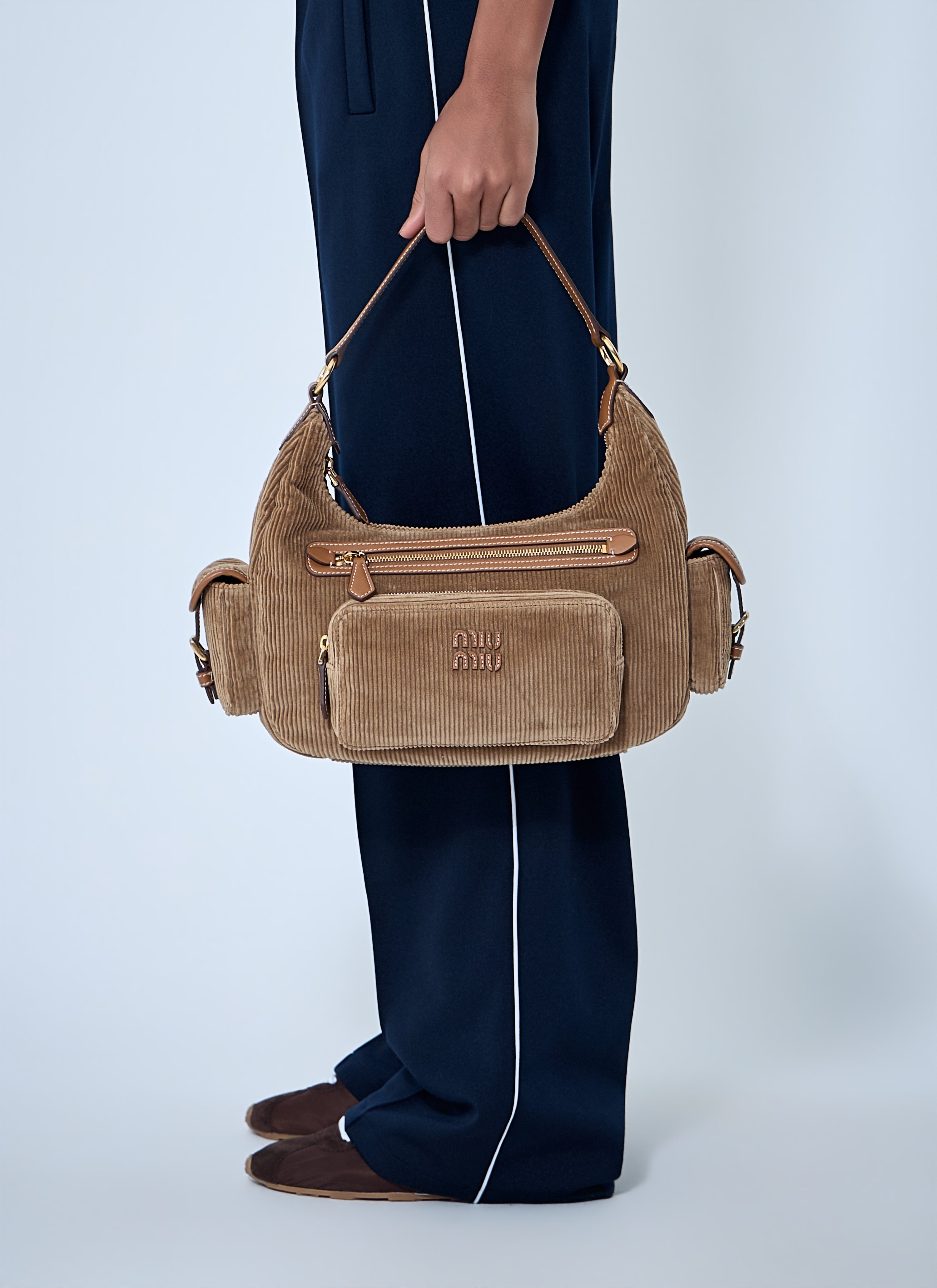 Miu Miu Women Corduroy Pocket Shoulder Bag