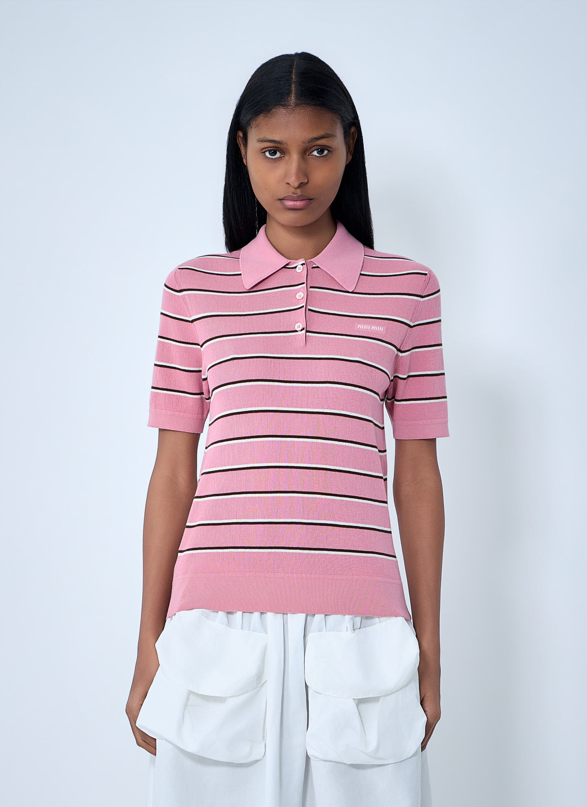 Miu Miu Women Striped Polo Shirt