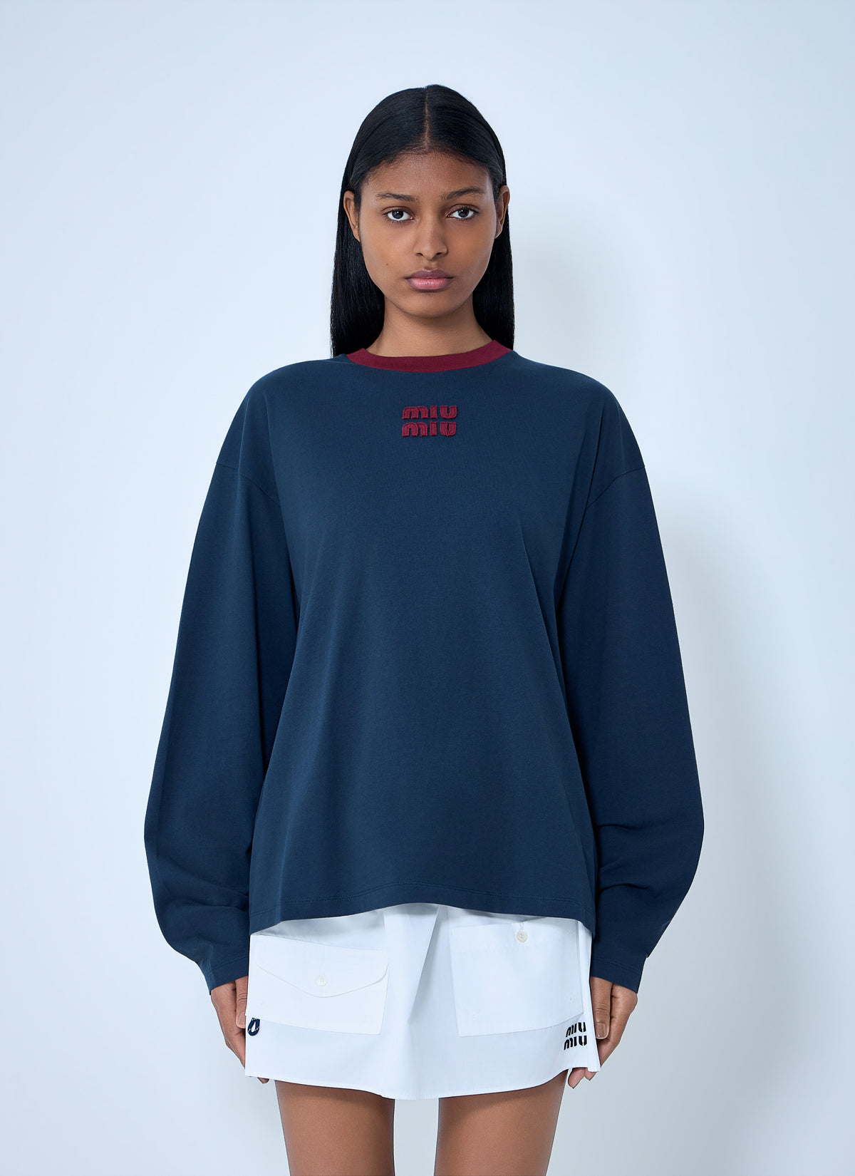 Miu Miu Miu Miu Women Cotton Jersey Sweatshirt With Logo Motif