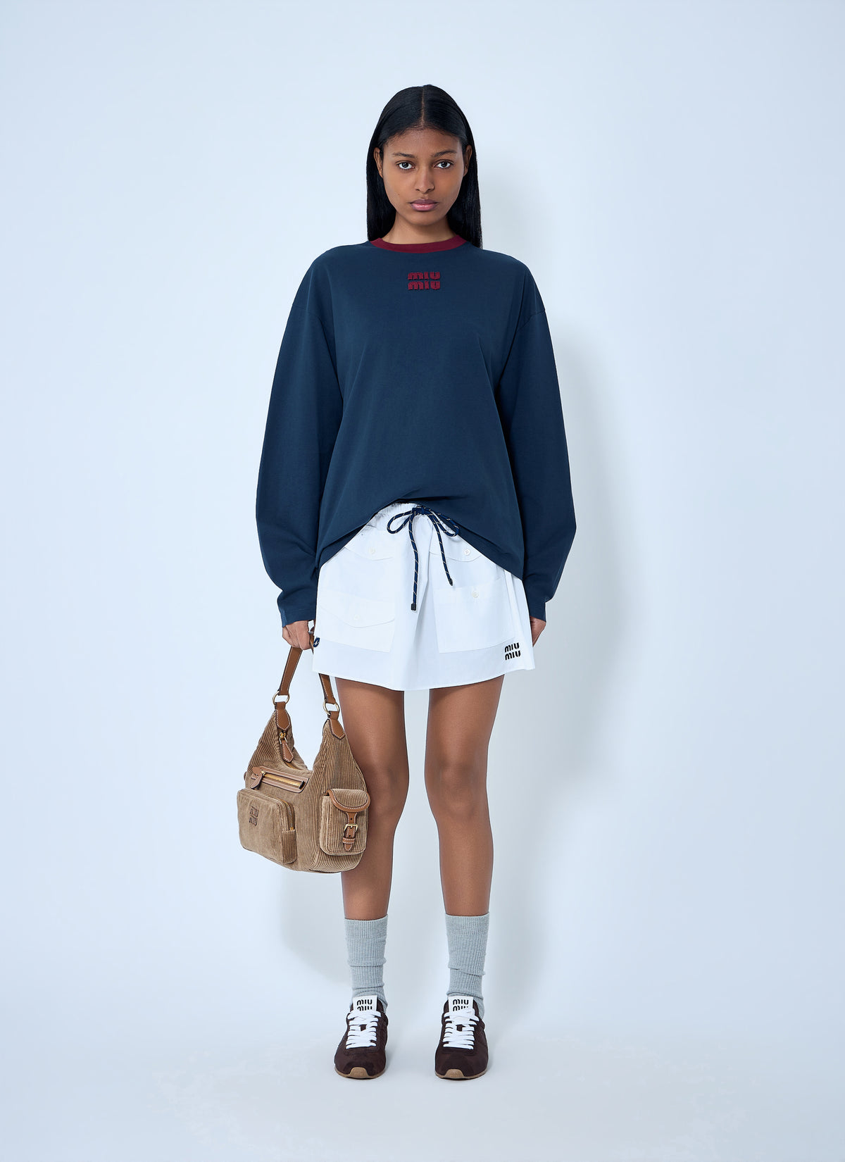 Miu Miu Miu Miu Women Cotton Jersey Sweatshirt With Logo Motif