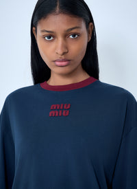 Miu Miu Miu Miu Women Cotton Jersey Sweatshirt With Logo Motif