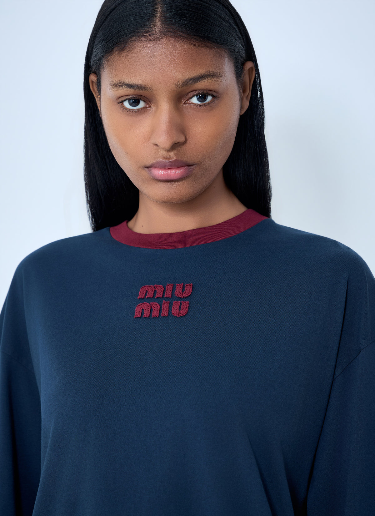 Miu Miu Miu Miu Women Cotton Jersey Sweatshirt With Logo Motif