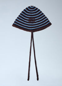 Miu Miu Women Striped Crochet Hat With Ties