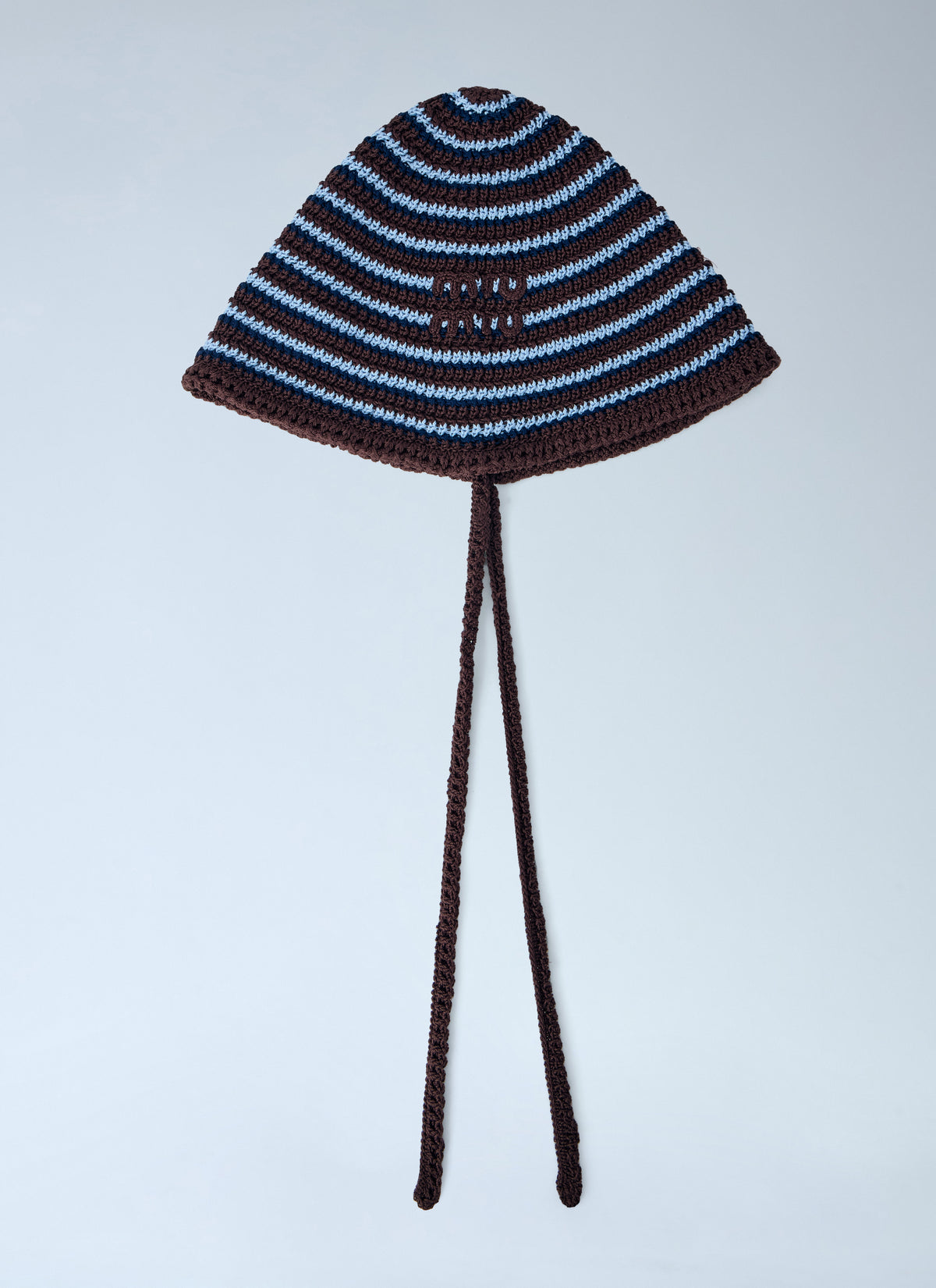 Miu Miu Women Striped Crochet Hat With Ties