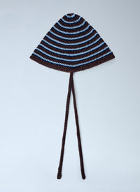 Miu Miu Women Striped Crochet Hat With Ties
