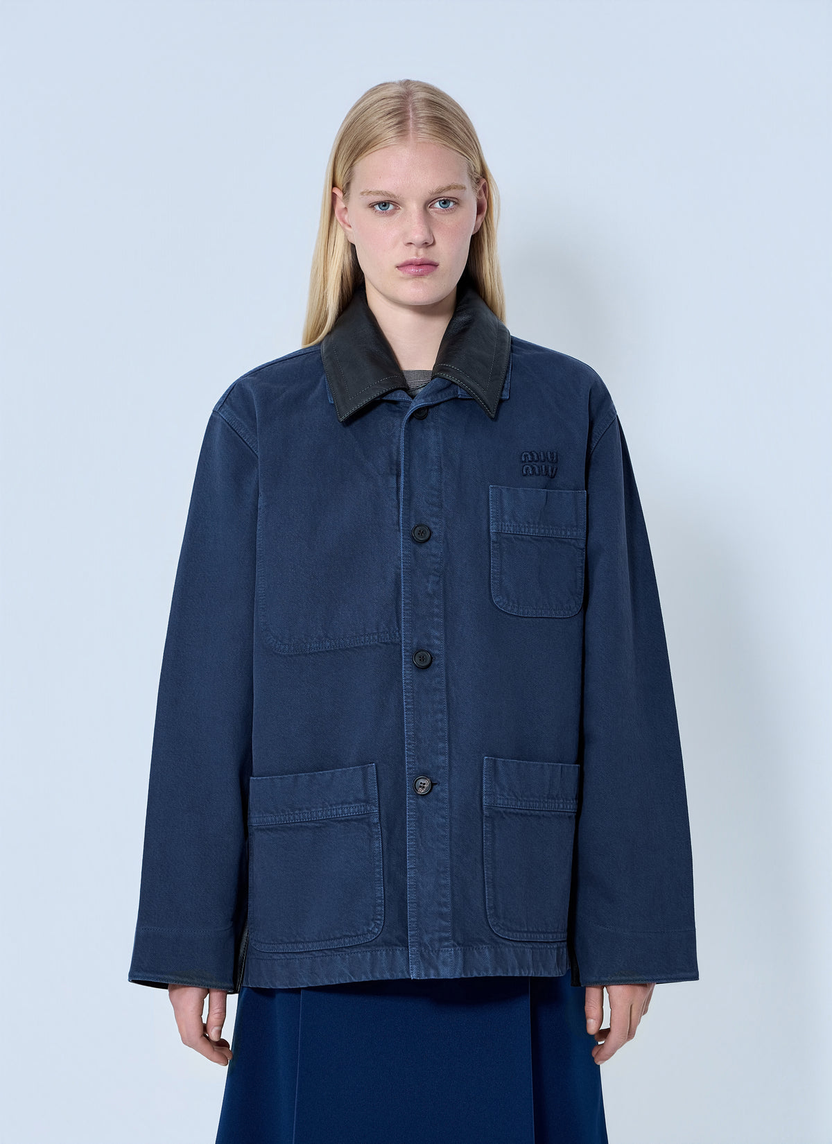 Miu Miu Miu Miu Women Single-Breasted Garment-Dyed Gabardine Jacket