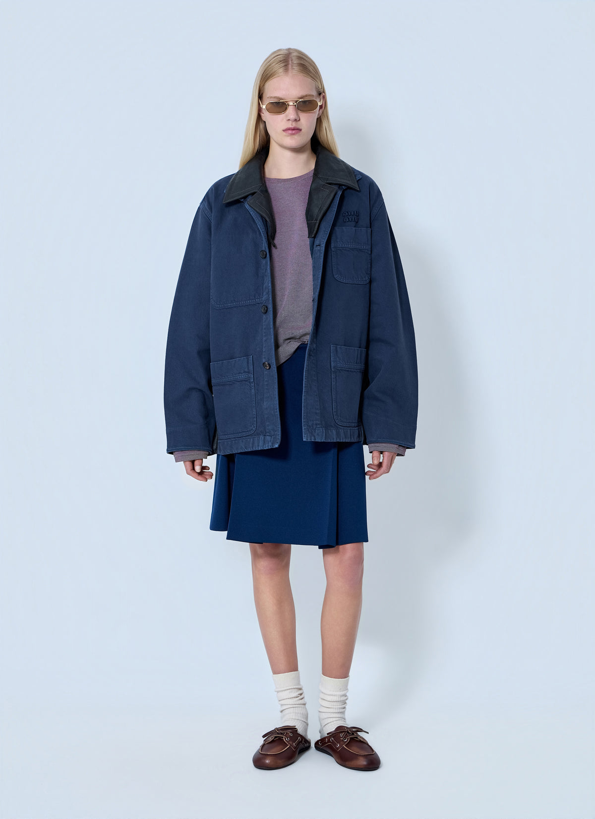 Miu Miu Miu Miu Women Single-Breasted Garment-Dyed Gabardine Jacket