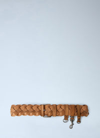 Miu Miu Women Braided Leather Belt With Hook Attachments