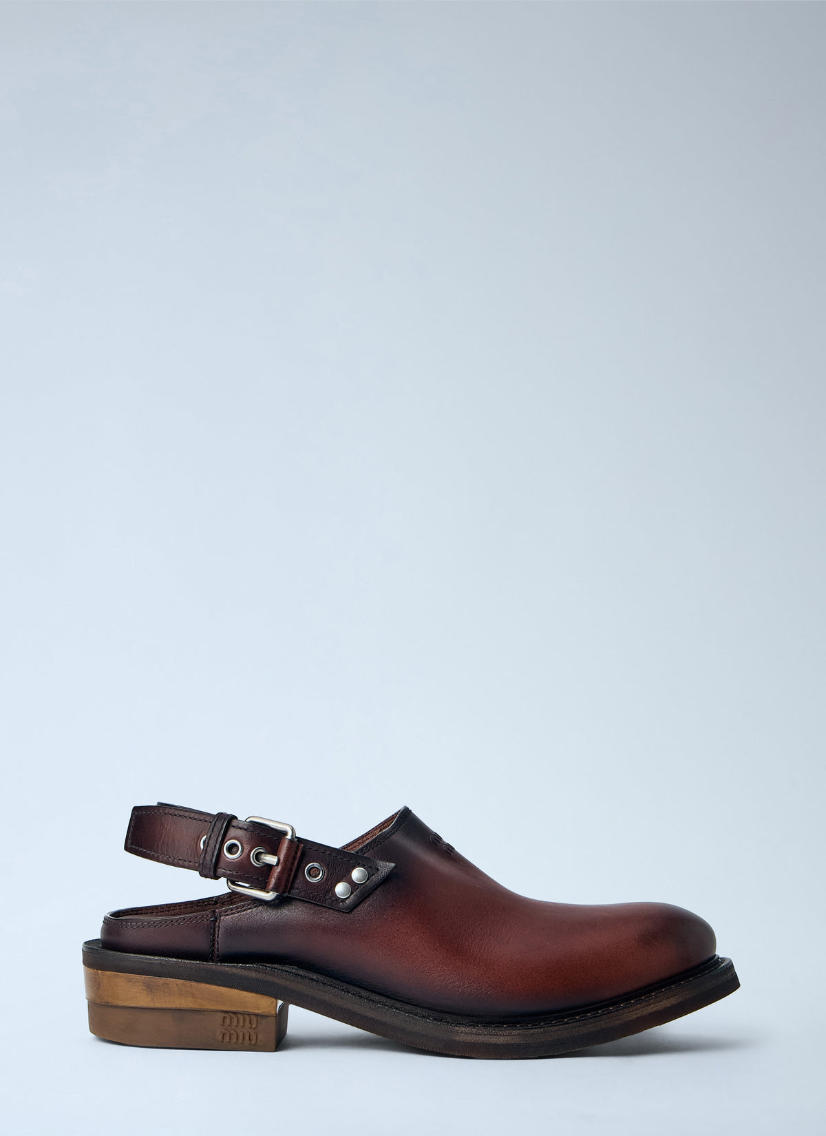 Miu Miu Women Foule Leather Mules