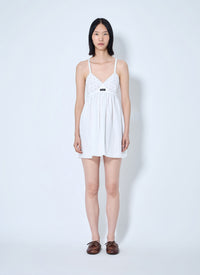 Miu Miu Women Slubbed Poplin And Eyelet Lace Mini Dress